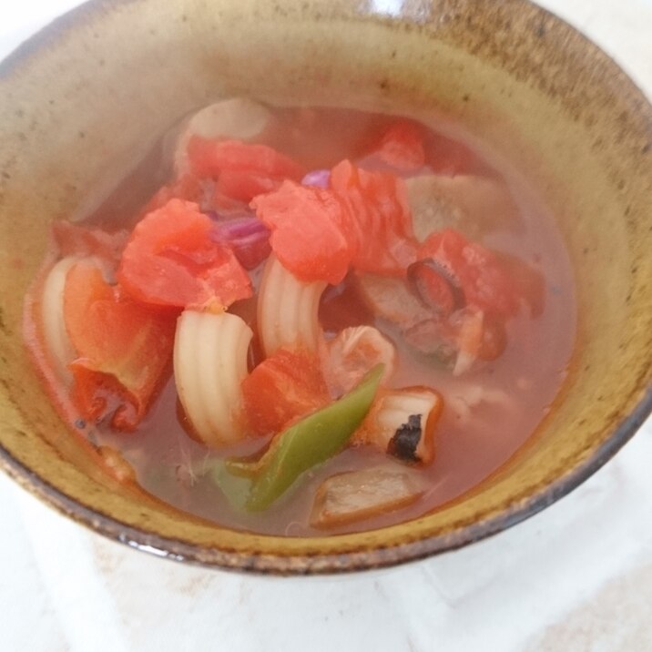 トマト缶と鶏もも肉と菊芋のスープ